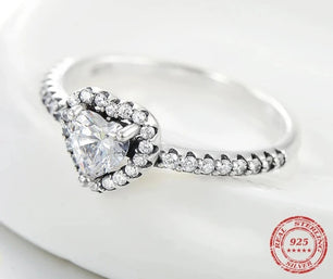 925 Sterling Silver Vintage Hearts Ring