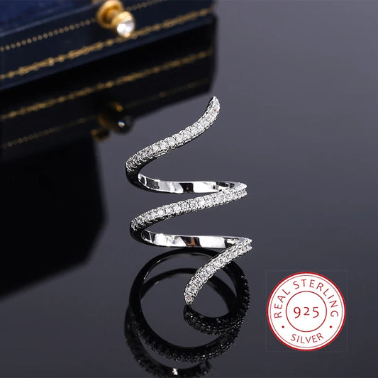 925 Silver Ring Geometric Zircon Ring