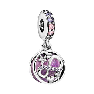 925 Sterling Silver Purple Charms, Charms for Pandora Bracelet