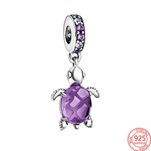 925 Sterling Silver Purple Charms, Charms for Pandora Bracelet